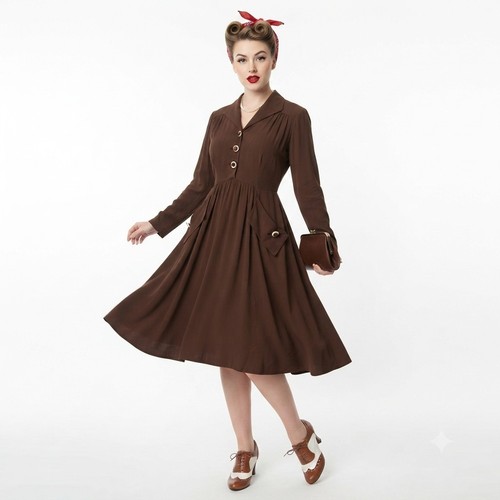 Original 40s brown dress - 40s,