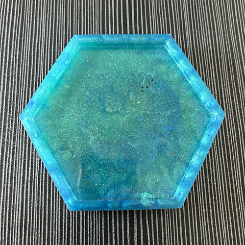 Blue hexagon resin - hexagon, coaster