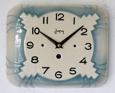 Vintage 24cm Japy Wall Clock - Ceramic Retro Atomic Mid Century Blue French Gift