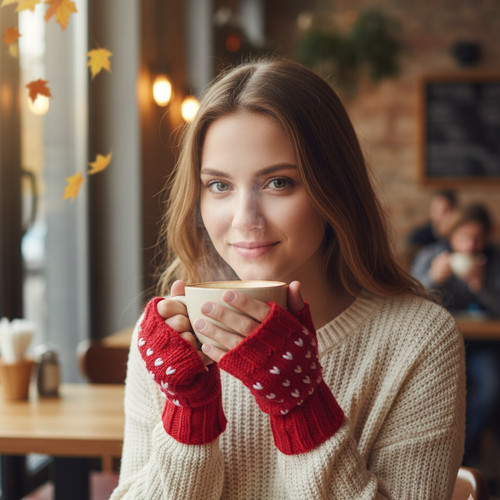 Hand knit wool fingerless - knit,