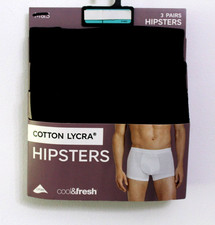 Ex M & S Mens 3 Pack Cotton Stretch Flexifit Hipsters Underwear ~ Size Small