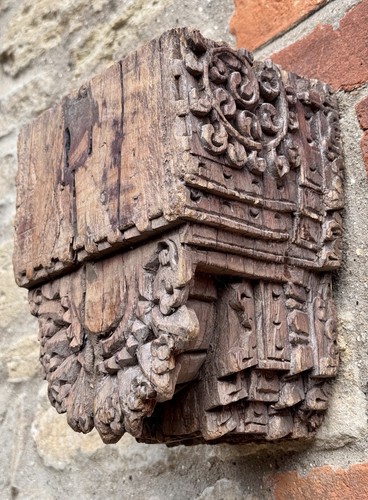Antique wooden corbel hand - antique,