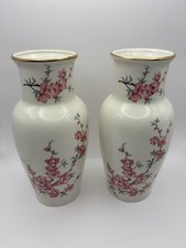 Pair of Arthur Wood Pink Blossom Vases 21cm
