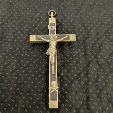 Vintage Catholic Chapel 5” Ebony And Nickle Nuns Crucifix