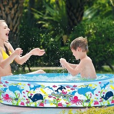 Kids Children Paddling Pool 1.2m Diameter Rigid Sides Sea World Outdoor  83430