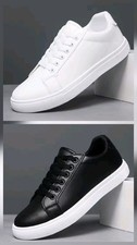 Men's Fashion Sneakers White/Black Shoes for Men Casual Breathable Shoes UK