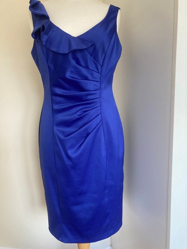 Royal blue satin ruffle dress - royal,