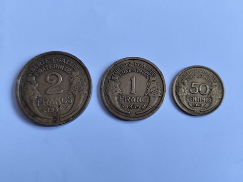 French franc coins - 3, x