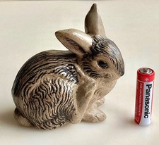 Poole Pottery Stoneware Rabbit Scratching Figurine Barbara Lindley Adams c1970s