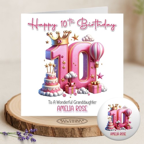 Girls 10th birthday card - girls,