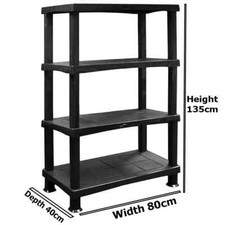 4 Tier Plastic Shelving Unit Storage Racking Shelves Home Garden Garage Shed