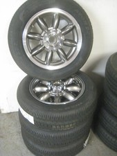 FOUR MG MGB MGC 15" KNOCK ON SPLINED HUB ALLOY WHEELS GREY  WITH AVON TYRES