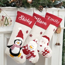 Personalised Christmas Stocking Luxury Embroidered Xmas Sack Santa Gift Any Name
