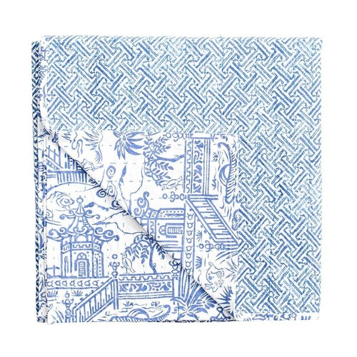 Pagoda toile blue white - toile, blue/white