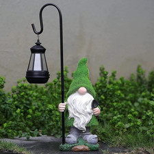 Flocked garden gnome statue - garden,