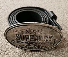 Vintage Superdry Men's Leather Belt Dark Brown. Size XL 130cm