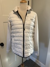 Hollister Puffer Coat Womens Large White Hooded Jacket Ski Resort Winter Cozy