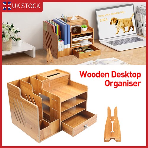 Wooden office desk organiser - desk,
