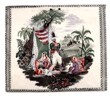 Antique ceramic Wall Plaque 19th century pictorial Eastern scene