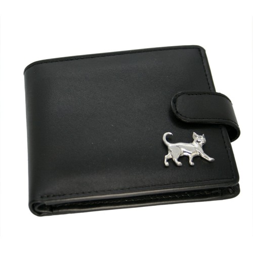 Genuine black leather wallet - black,