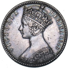 1849 Godless Florin - Victoria British Silver Coin - Nice