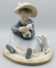 Vintage Lladro Lambkins Girl