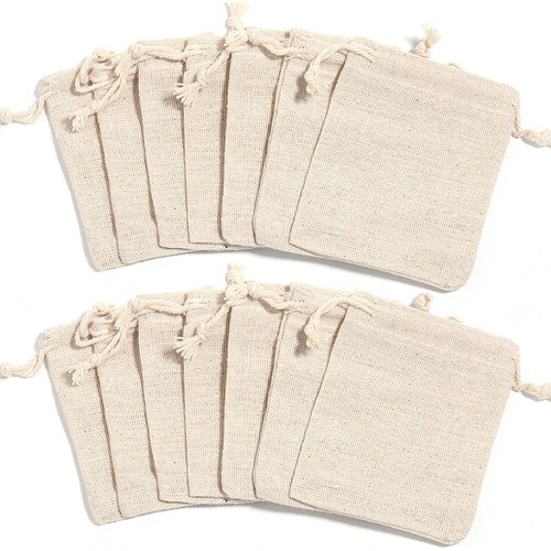 10pcs linen drawstring - linen, gift