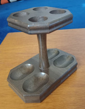 VINTAGE WALNUT PIPE STAND HOLDER FOR FOUR PIPES ANTIQUE
