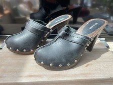 Dune Platform Mule Clog Black Matt Heel Women Size 6 UK .  EUR 39