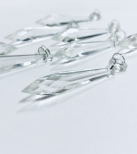 x3 Crystal Drop Chandelier Vintage Glass Droplets, Light Parts, Wedding Decor