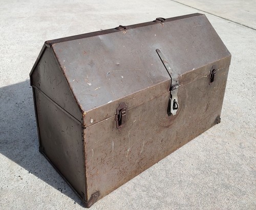 1920s metal tool box chest - box,