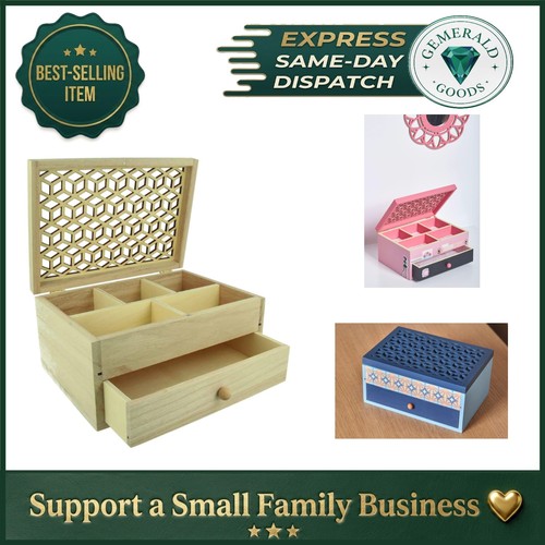 Chic beige wooden jewelry box - beige,