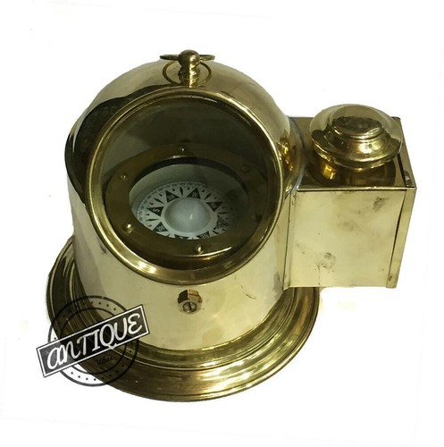 Solid brass binnacle - brass, gimbals