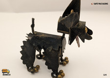 Handmade Metal Dog Sculpture – Rustic Iron & Brass – Industrial Steampunk Style