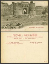 India Vintage Postcard Indaraprasth Old Fort of Delhi, WELL, Animals Cattle Gate