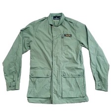 Supreme Being Mens Jacket Green Military Style Size Medium Zip Up With Poppers