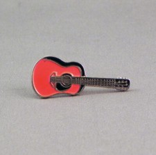 RED ACOUSTIC GUITAR ENAMEL PIN