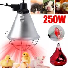 250W Infrared Heat Lamp Poultry Dog Puppies Kittens Piglets Animals With Bulb UK