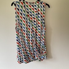 Ladies TU WOMAN Crossover Top Elasticated Hem Geometric Pattern - 16 Never Worn