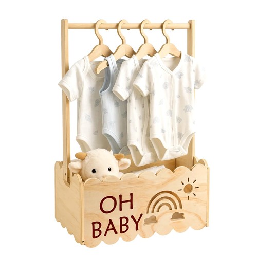 Wooden baby shower basket - wooden,