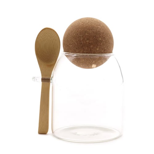 Cottage cork ball glass jar - glass,