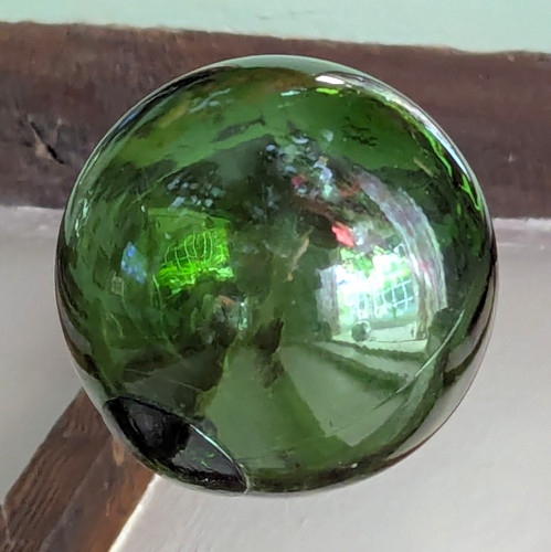 Green glass fishing float buoy - fishing,