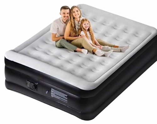Double air bed built pump - bed, built-in