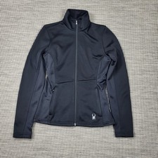Spyder Core Sweater Jacket Size Small Black Knit Fleece Full Zip Midlayer