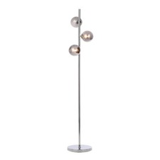 Litecraft Laszlo Floor Lamp 3 Light With Smoke Tint Ball Shade - Polished Chrome