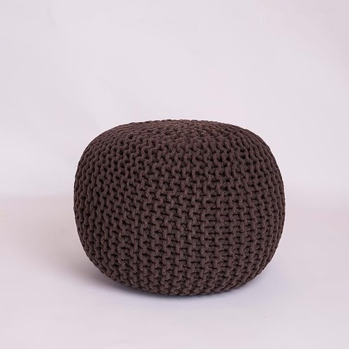 Cotton knitted pouffe - pouffe, &