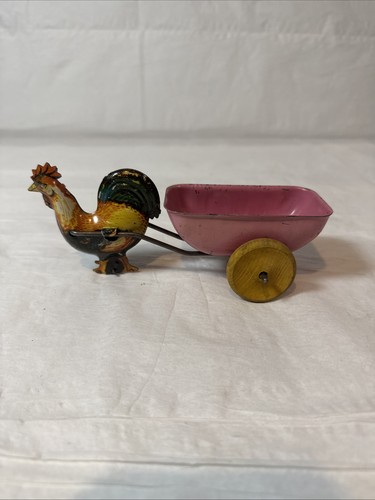 Vintage tin rooster - vintage, pulling