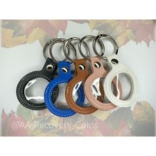 AA Leather Keyring Coin Holder – Alcoholics Anonymous Chip Token Pouch Gift