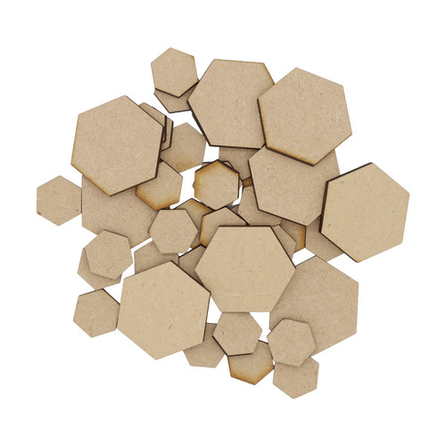 Wooden hexagon mdf craft shape - hexagon,