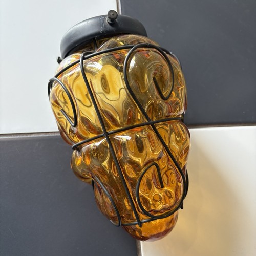 Vintage amber glass light - vintage,